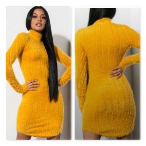 NWT Mustard Fuzzy Sweater Dress